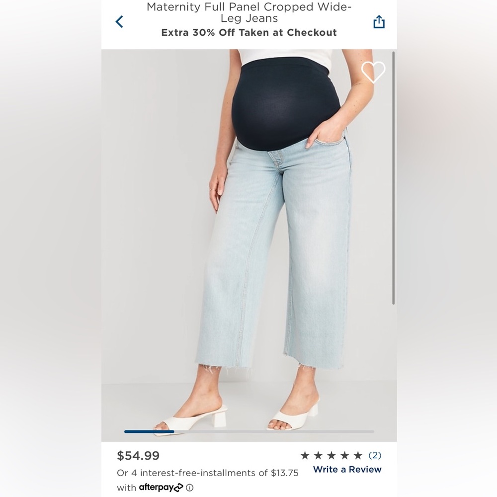 Maternity wide leg crop jeans. Lightly worn, very good condition.